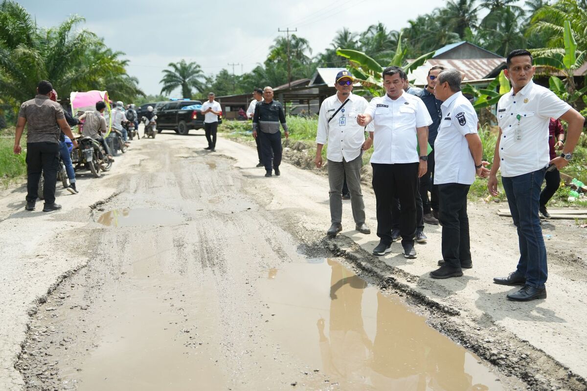 Terima laporan, gubernur syamsuar langsung tinjau jalan di sinaboi, seminggu selesai perbaikan